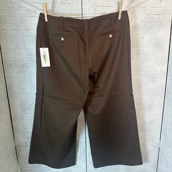 Calvin Klein women’s capris wide leg butterfly brown patch pockets fall - Picture 2 of 10